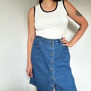 Denim Button-Front Skirt